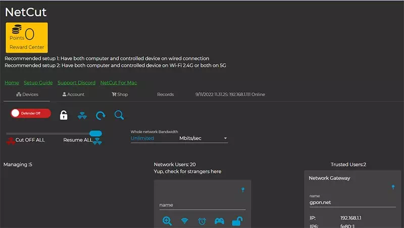 Tampilan awal netcut di pc